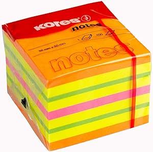 Kores - Sticky Notes Cube , Coloured Pad, 50 x 50 mm, Cube of 400 Sheets
