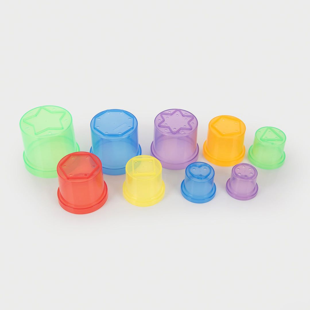 Translucent Colour Stacking Cups - Pack of 9