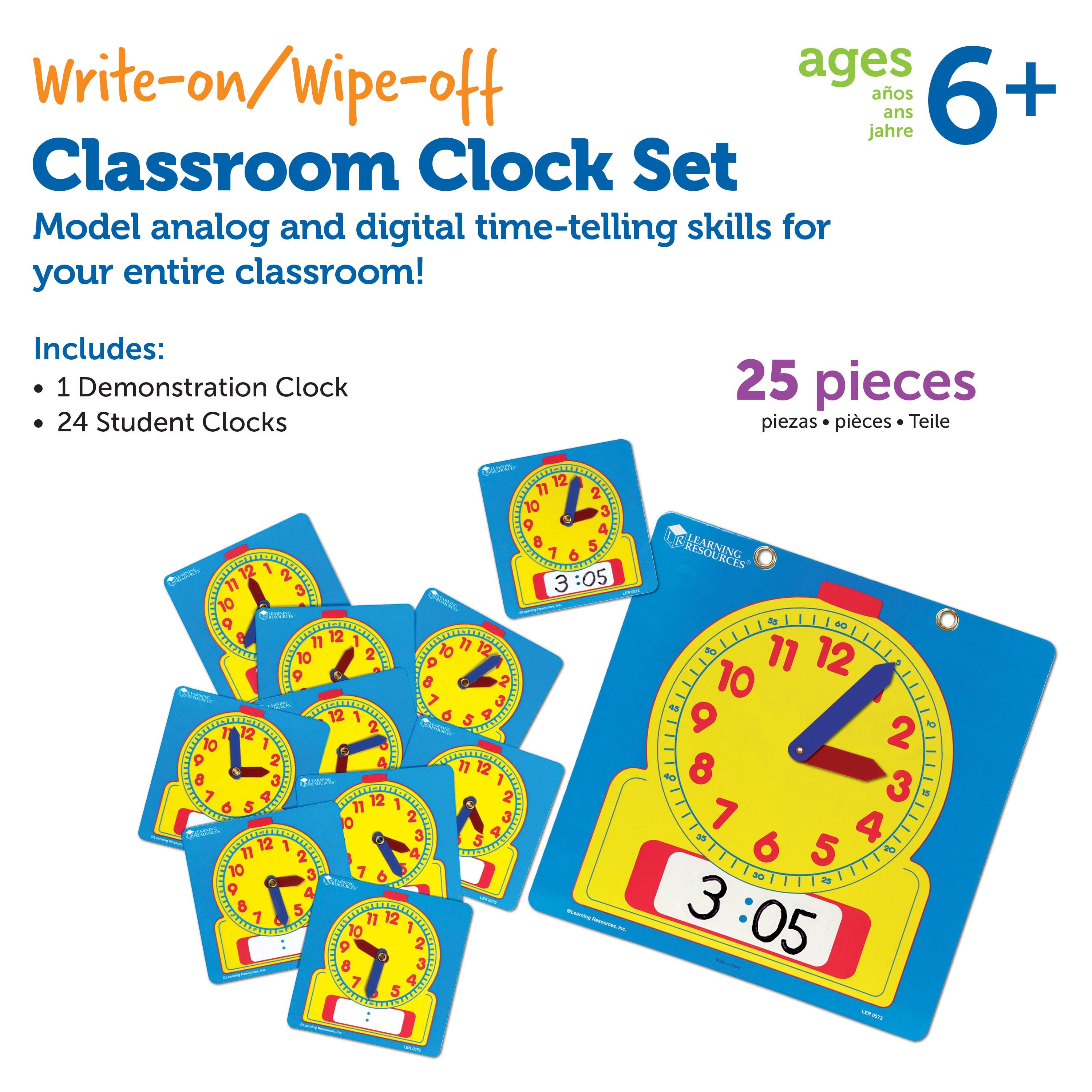 Write & Wipe Clocks Classroom Set