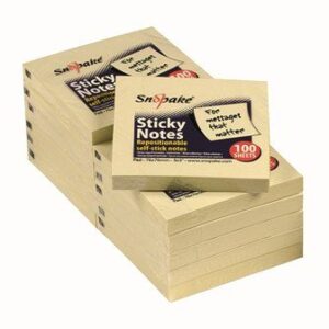 Sticky Note Memo Pads 76x76mm x100 Sheets Yellow Snopake